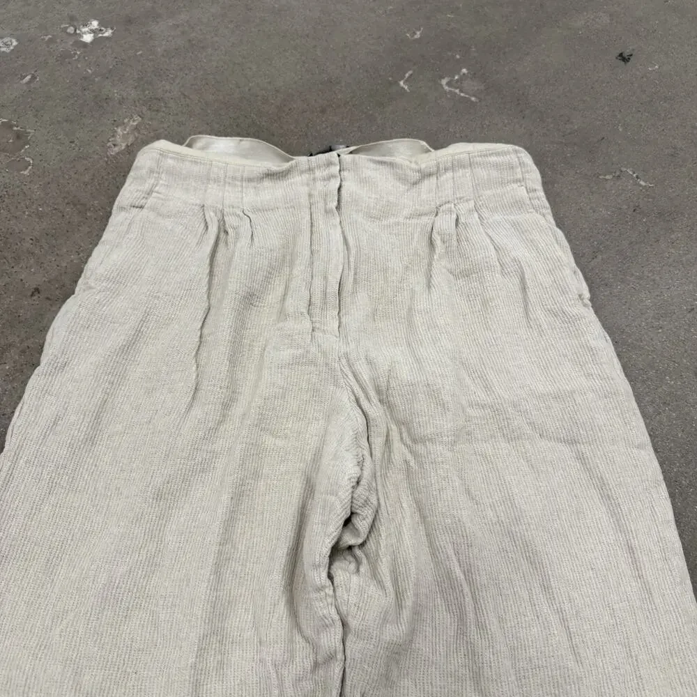 Vintage Emporio Armani Linen Lyocell Pleated Relaxed Pants Mens 50/US34 Ivory